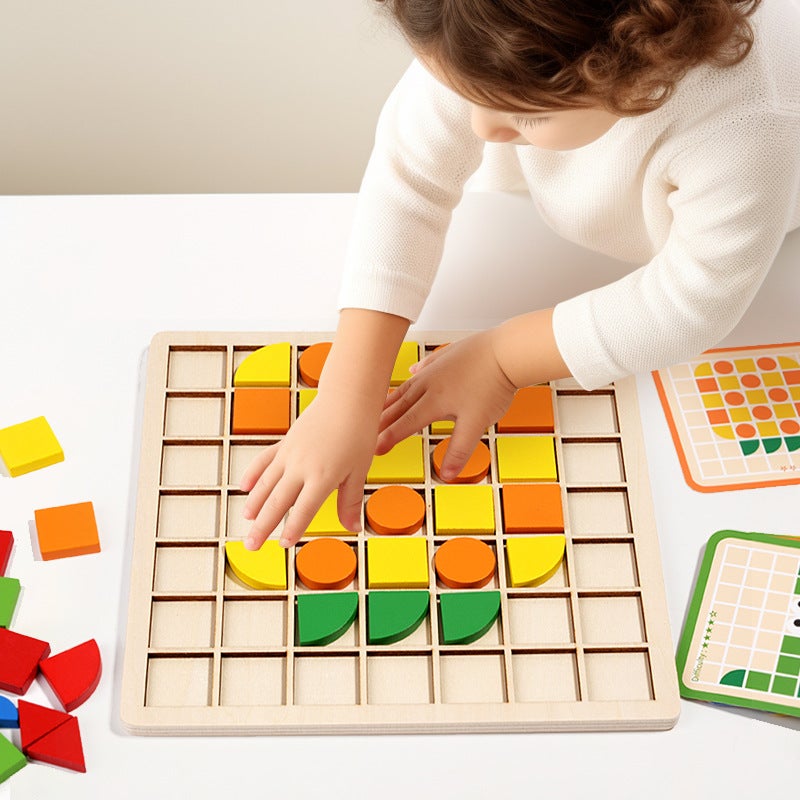 Mosaic Three-Dimensional Puzzle Puzzle Kindergarten Thinking Training Focus On Matching Building Block Quality Shape Color Recognition - Image 3
